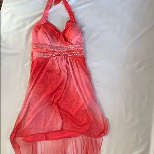 High Low Ombré Salmon Color Dress with Glitter